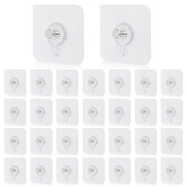 OUMASK 40 Pcs Self Adhesive Wall Hooks No Drill Hooks for Hanging, No-Trace Sticker Frame Hangers Without Nails for Mount Wall Shelf, Bathroom