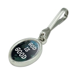 GRAPHICS & MORE God is Good Christian Inspirational Religious Antiqued Oval Charm Clothes Purse Suitcase Backpack Zipper Pull Aid