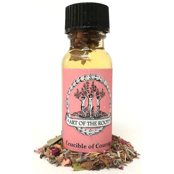 Crucible of Courage Oil 1/2 oz | Handmade with Herbs & Essential Oils | Bravery, Fear & Determination Rituals | Hoodoo Wicca Pagan Magick Conjure
