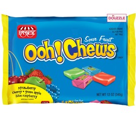 DOUzzle Easter Candies - Ooh Chews Candy, Sour Fruit (Pack of 1) Easter Egg Filler, Birthday Decorations Party Favors, Goodie Bags Stuffers - Gluten Free, Kosher Parve