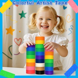 Eiyisem Colored Masking Tape, 12 Roll x 1" x 504 Ft Colorful Craft Tape for Kids Arts & Crafts, DIY Painters Tape Labeling and Color-Coding Classroom School Supplies