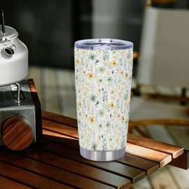 Daruirong 20oz Vintage Floral Tumbler - Flower Design Stainless Steel Cup, Double Wall Spill-Proof Travel Mug Thermal Water Bottle,Keeps Drinks Hot/Cold, Birthday Gift for Her,Women(Style-01)