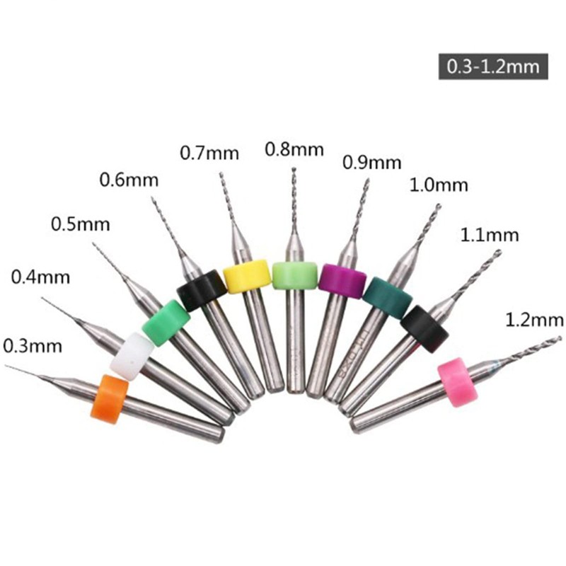 Michear 10Pcs Micro Drill Bits Set Diameter 0.1mm to 3.0mm