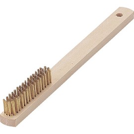 TRUSCO TB-5008-10 Wooden Handle Brass Brush 4 Rows Brass