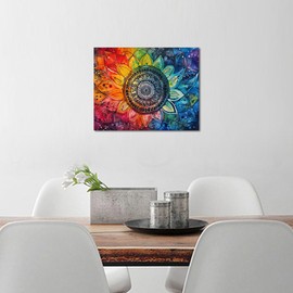 TUMOVO DIY Paint by Numbers for Adults Art Mandala in Rainbow Hues Adults' Paint by Number Kits Flowers Art Oil Hand Painting Paint Kits Art Crafts for Home 16x20 in