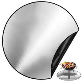 UNCO- Round Fire Pit Mat, 36", Silver Fireproof Design, Reusable, Portable, 3 Layers, Waterproof & Easy to Clean, Grill Matt for Outdoor Grill Deck Protector