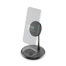 Cellularline - Mag Duo Wireless Charger - 2-in-1 Wireless Charging Station for Apple Devices - Black