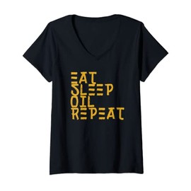 Womens Eat Sleep Oil Repeat Volatile Oil Massagist V-Neck T-Shirt