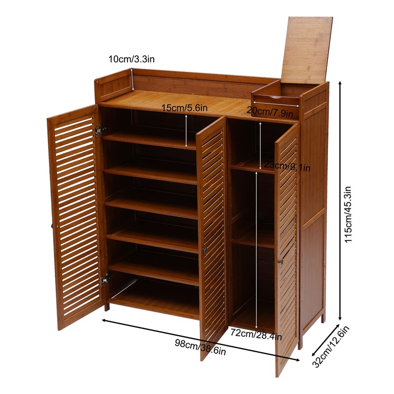 ZGEXING 7 Tier Bamboo Shoe Rack, Brown Shoe Storage Cabinet,