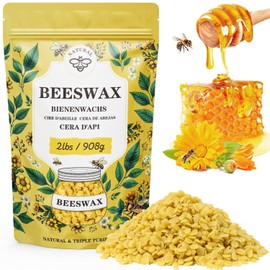 Organic Beeswax pellets 2LB, VEGISHINE Pure and Natural Yellow Beeswax for DIY Skin Care, Lip Balm, Polishing, Lotion, Soap, Candle Making Supplies