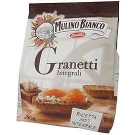 Mulino Bianco: "Granetti Integrali" Crispy and Crumbly Toasts 9.87 Ounce (280gr) Packages Pack of 2 [ Italian Import ]
