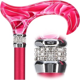 Royal RC Canes Stylish Walking Sticks – Rhinestone Collar Designer Adjustable Canes Colorful – Best Gift for Men and Women Light Weight Aluminum Shaft & Safe to Walk