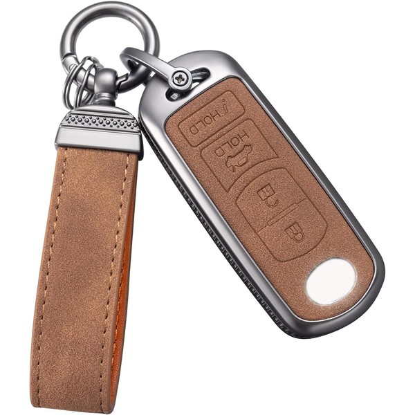 YO&YOYE Mazda Key Fob Cover with Keychain Leather Case Protector