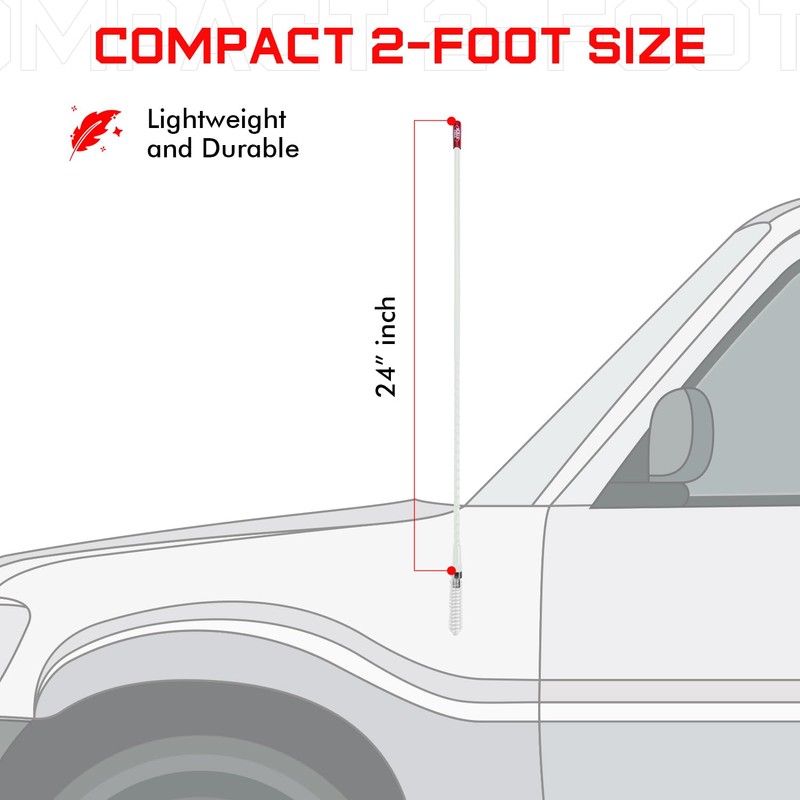 Prostick 2` Foot Fiberglass 1000 Watt - White CB Radio