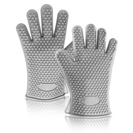 New Star Foodservice 32413 Manoplas de horno de silicona de grado comercial, gris, juego de 2