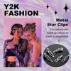 Silver Punk Snap Clips and Star Barrettes, Y2K Harajuku Hair