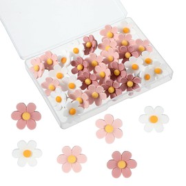 AstraGlam Flower Thumbtacks, 30 Pieces Push Pins for Cork Boards, 0.9 Inch Cute Thumbtacks for Bulletin Boards, Cork Boards, Cardboard, Poster Hanging, Wall Decoration (Pink+White)