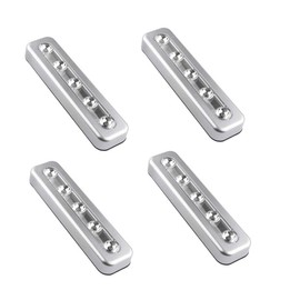 Pack de 4, Wefond DIY Stick-on 5 LED Touch Tap Luces Push Night Light para Armarios, Armarios, Armario, Pasillo, Escaleras, Áticos, Garajes, Coche, Galpones, Bodega (Plata)