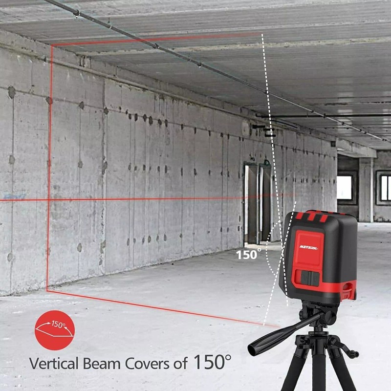 Meterk 49FT Red Cross Line Laser Level Self Leveling Measure
