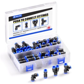 TAILONZ PNEUMATIC 1/8 Inch od Push to Connect Fittings Pneumatic Fittings Kit 10 Spliters+10 Elbows+10 tee+10 Straight (40 pcs)