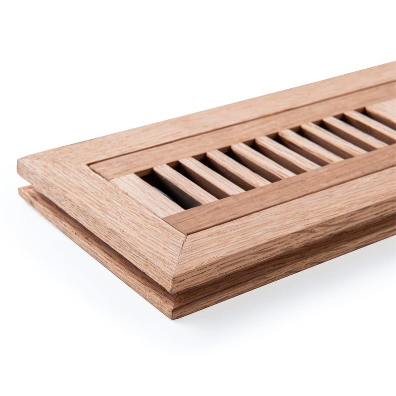 Red Oak Hardwood Flush Mount Floor Register, 2X12 Inch, with
