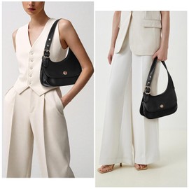 JQWSVE Shoulder Bags for Women Purses and Handbags Trendy Cute Hobo Tote Handbag Vegan Leather Crescent Clutch Underarm Bag (Black)