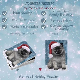 Doggie of The Day Keeshond Dogs - Let it Snow Blue - Jigsaw Puzzle for Adults - Interlocking Puzzle Game Artwork - Gift for Dog Lovers - 200 Pcs 14"x10"