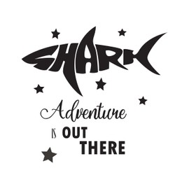 Design With Vinyl Adventure is Out There Shark Wall Decal Shark Written in Shark's Shape Bedroom Wall Sticker Removable - Size: 10 Inch x 9 Inch