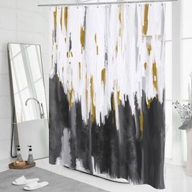 MitoVilla Abstract Grey Ombre Shower Curtains for Chic Modern Bathroom Decor, Graffiti Vintage Fabric Gray Shower Curtain, Brush Strokes Oil Painting Style, 72 x 72