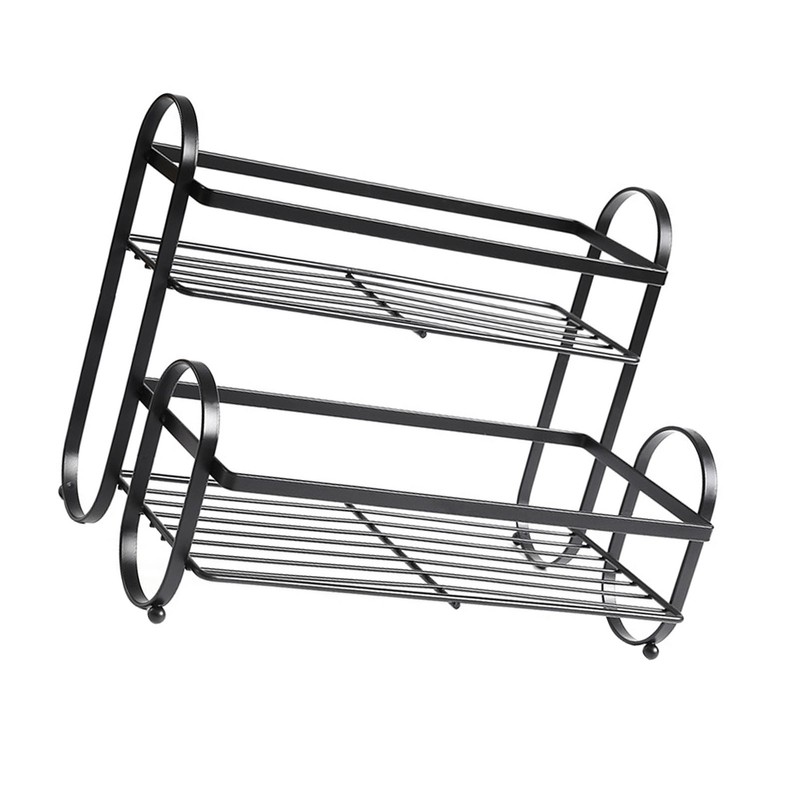 Metal Desktop Storage Rack 2 Tier Prevent Slip Multifunction Metal