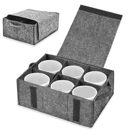 Yharnamite Camping Tableware Storage Felt Bag with Dividers, Motorhome Cupboard Storage Kitchen Accessorie Dinnerware Storage Bag for Motorhome, Caravan, Mobile Home, Camping, Kitchen (B)