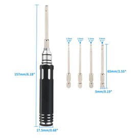 Rchobbytop RC Tool Kit 4 In 1 Hex Screwdriver Kit & Mini 4-Way Cross Wrench, 1.5mm 2.0mm 2.5mm 3.0mm Hex Screw Driver Bits For RC Cars Helicopter Boat Drone Models