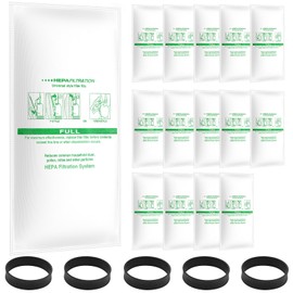 15 + 5 Pack Compatible with Vacuums 204811 Micron Magic Hepa Filter Plus Bags Universal Hepa Cloth Bags and Belts 301291 for F-Style and Twist-Style, and All Models Generation 4 - Sentria II 204814