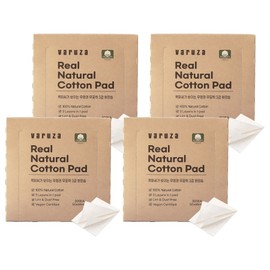 Baruja Non-fluorescent, unbleached 3-ply cotton pads with visible cotton seeds, 300 pieces, 4 pieces / 바루쟈 목화씨가 보이는 무형광 무표백 3겹 화장솜, 300개입, 4개