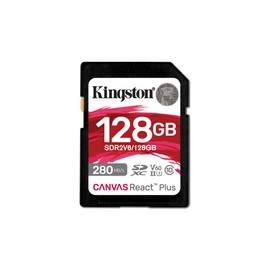 Kingston Canvas React Plus V60 SD 128GB SDXC UHS-II 280R/100W U3 V60 for Full HD/4K