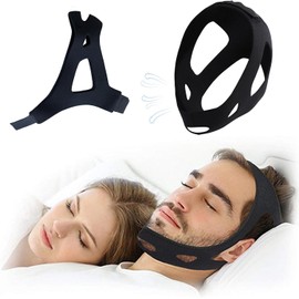 Chin Strap,Anti Snoring Chin Strap with Adjustable Velcro, Chin Strap for Sleeping, Anti Snoring Devices Breathable and Reusable. ﻿ (Black, One size)