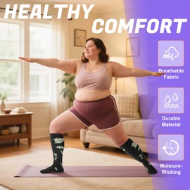 Tinojye 4 Pairs Plus Size Compression Socks,Extra Wide Calf 20-30 mmHg Knee High Compression Socks for Men Women Circulation