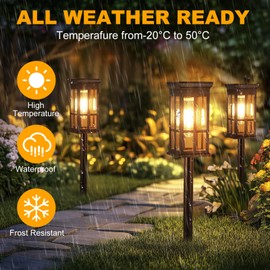 PCXWTLN Solar Lights Outdoor Garden, 4 Pack Solar Pathway Lights, Waterproof Lighting with Warm White Light, Garden Ornaments for Patio, Lawn, Yard, Landscape