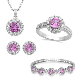 Jewelili Sterling Silver With diamond accent Tanzanite stud earrings