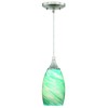 Milano Satin Nickel Mini Pendant Ceiling Light Blue Glass