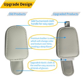 Yuoyar 4 Packs Sunglasses Holders for Car Visor - Magnetic Leather Sunglasses Holder and Ticket Card Clip - Car Visor Accessories (4Pcs Silver Grey)