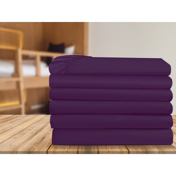 Elegant Comfort 6-Pack Fitted Bottom Sheets 1500 Thread Count Premium Hotel Quality, Deep Pocket, Wrinkle-Free, Stain and Fade Resistant, 6PACK Fitted Sheet, Queen, Purple