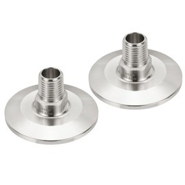 PATIKIL 1.5 in TC Tri Clamps Adapter, Pack of 2 Tri Clamps Fittings to NPT 1/4 Male Thread Adapter Sanitary 304 Stainless Steel for Food, 50.5 mm Ferrule