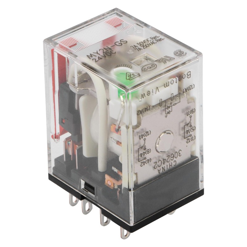 Baomain Power Relay MY2N-GS, 24V DC Coil, with DIN Rail