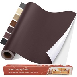 Yikda Self Adhesive Leather Repair Patch Kit, 16 in x 63 in Large Vinyl Leather Repair Tape for Furniture, Car Seat, Couch, Sofa, Chair Dark Brown