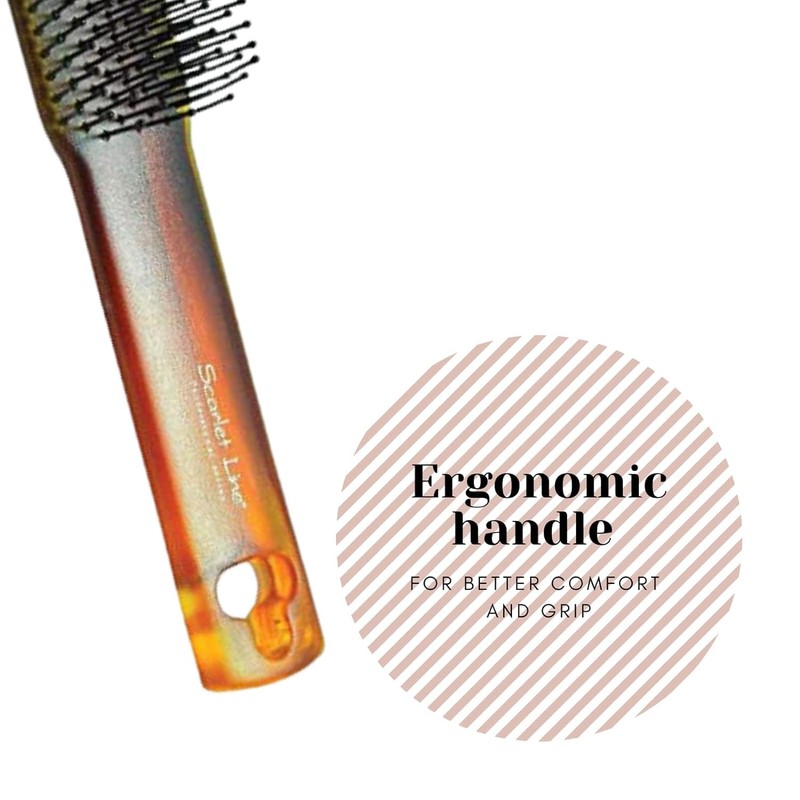 Scarlet Line Professional Medium Size Flat Hair Brush with Handle