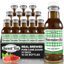 Iced Tea Watermelon, Real Brewed, Pure Cane Sugar, Caffeinated All Natural, No Artificial Flavors by Southern Sweet Tea Company 12PK