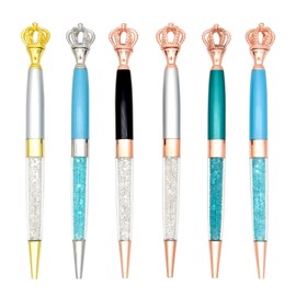 Gullor 6 Pcs Gel Ink Roller Ball Pen Ballpoint Pen Crown Crystal Metal Pens, Multicolor C