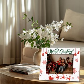 Kneaotoaji Christmas Frames Gifts - Santa Merry Christmas Picture Frames, Baby's First Christmas Frame, Christmas Gifts for Family Friends, Christmas Wooden Frames for Tabletop or Wall Hanging 5x7