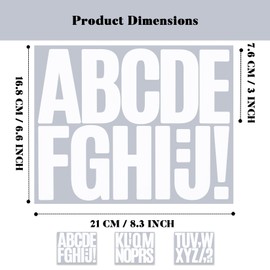 BINLINHONGO 140 Large Alphabet Stickers, 12 Sheets 3 Inch Self-Adhesive Vinyl Letters Sticker Decals for Mailboxes, Doors, Trucks, Classroom Decor, Suitable for Indoor and Outdoor - White